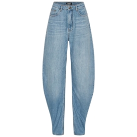 Rotate Draped Barrel Leg Jeans, Light Blue Denim 